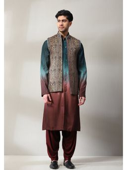 Soniya G - Multicoloured Long Sleeveless Jacket and Kurta with Dhoti Pant