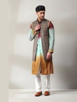 Soniya G - Handloom Black Embroidered Kurta and Pant with Jacket