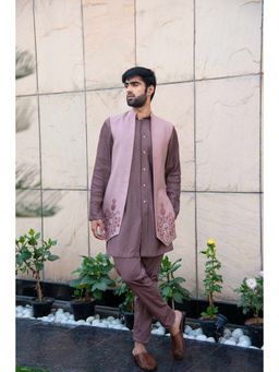 Soniya G - Mauve Coloured Kurta and Pant with Embellished Long Jacket