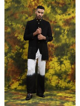 Soniya G - Black Embellished Open Kurta and Pant with Jacket