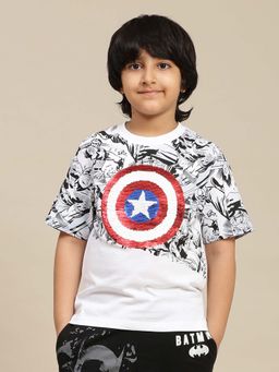 Kidsville - White Avengers Graphic Printed Regular Fit T-Shirt for Boys