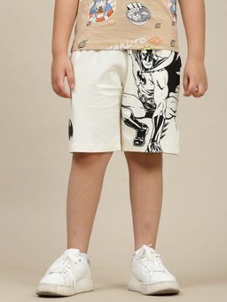 Kidsville - Off White Batman Graphic Printed Regular Fit Shorts for Boys