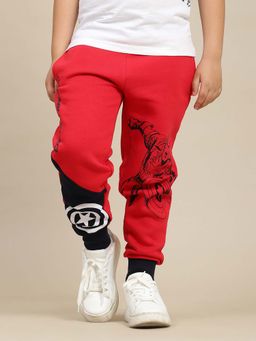 Kidsville - Red Captain America Graphic Printed Regular Fit Joggers for Boys