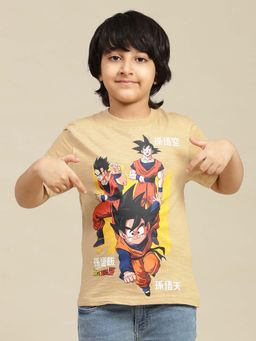 Kidsville - Beige Dragon Ball Z Graphic Printed Regular Fit T-Shirt for Boys