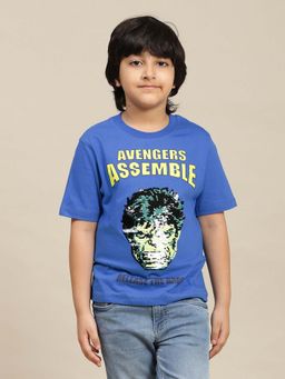Kidsville - Blue Marvel Comics Graphic Printed Regular Fit T-Shirt for Boys