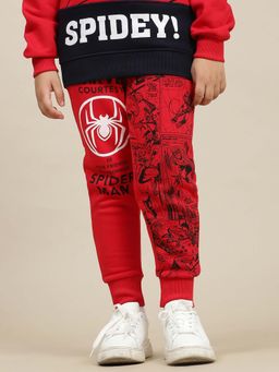 Kidsville - Red Spiderman Graphic Printed Regular Fit Joggers for Boys