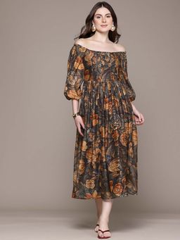 Label Ritu Kumar - Strappy Printed Long Midi Dress