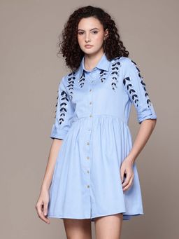 Label Ritu Kumar - Powder Blue Cameron Shirt Mini Dress