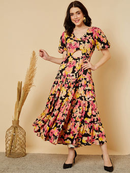 Magre - Black Printed Maxi Dress