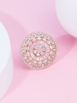 Zaveri Pearls - White CZ Party Statement Brass Adjustable Finger Ring