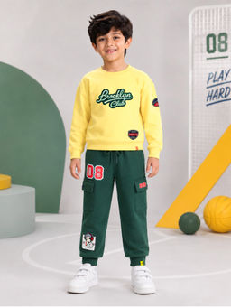 KiddoPanti - Boys Brooklyn Club Printed Sweatshirt With Cargo Joggers