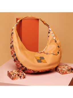 EUME - Skin Collection - Cinnamon, Vegan Leather Ladies Shoulder Bag, Mustard (S)