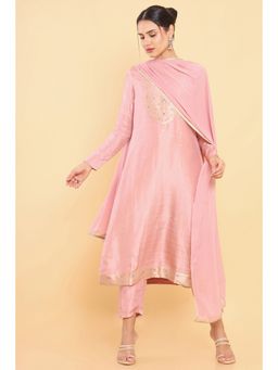 Soch - Women Pink Viscose Embroidered Suit (Set of 3)