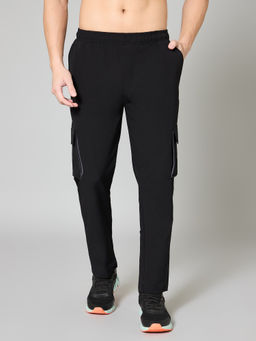 TURNFIT - Men Black Straight Fit Track Cargo Pants