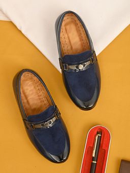 Stefens - Blue Synthetic Leather Round Toe Pair Of Loafers