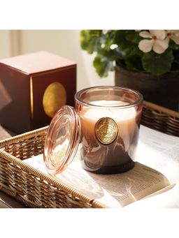 Pure Home + Living - Oud Exotique Scented Wax Filled Glass Candle Jar - Amber Black