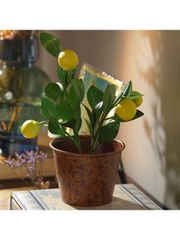 Pure Home + Living - Yellow Lemon Metal Plant