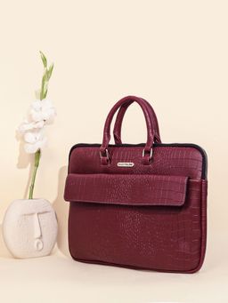 Bagsy Malone - Maroon Croco Luxe Laptop - Merlot Edition Laptop Bag