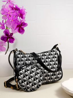 Bagsy Malone - Black Regal Elegance Sling Bag and Multi-Utility Pouch (Set of 2)