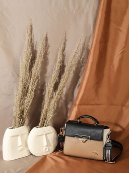 Bagsy Malone - Beige Metro Luxe Satchel Sling Bag with Detachable Strap
