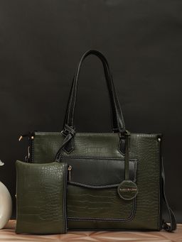 Bagsy Malone - Olive Luxe Handbag with Detachable Strap and Multi-Utility Pouch (Set of 2)