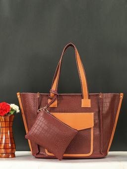 Bagsy Malone - Maroon Superstar Luxe Handbag and Multi-Utility Pouch (Set of 2)