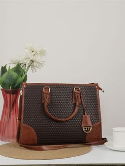 Bagsy Malone - Brown Cocoa Woven Classic Handbag with Detachable Strap