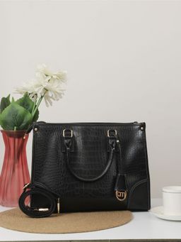 Bagsy Malone - Black Noir Luxe Structured Handbag with Detachable Strap
