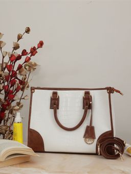 Bagsy Malone - White Ivory Monarch Handbag with Detachable Strap