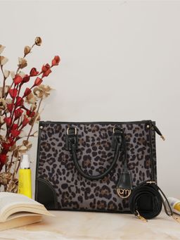 Bagsy Malone - Grey Noir Panthera Handbag with Detachable Strap