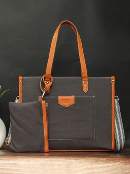 Bagsy Malone - Grey Luxe Aura Handbag with Detachable Strap and Multi-Utility Pouch (Set of 2)