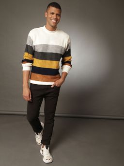 Campus Sutra - Men Striped Stylish Winter Sweater