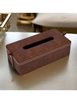 ICHKAN - Dote Brown Leatherette Rectangle Tissue Box Holder