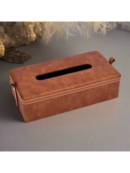 ICHKAN - Dote Tan Leatherette Rectangle Tissue Box Holder