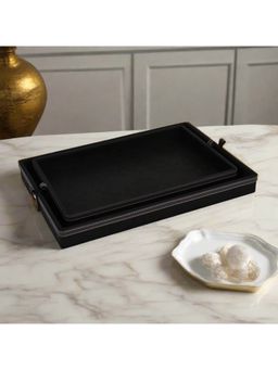 ICHKAN - Dote Leatherette Black Rectangle Serving Trays (Pack Of 2)