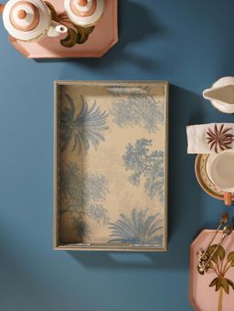 Pure Home + Living - Blue Varena Faux Leather Rectangular Tray