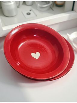 Lupaava - Red Ceramic Pasta Snack Plates (Pack of 2)