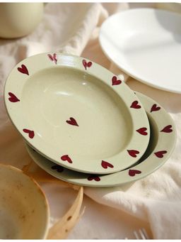 Lupaava - Off White Ceramic Pasta Snack Plates (Pack of 2)