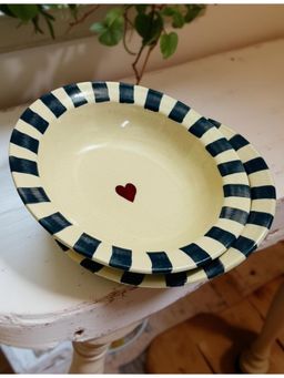 Lupaava - Off White Ceramic Pasta Snack Plates (Pack of 2)