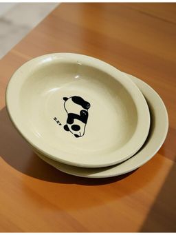 Lupaava - Off White Ceramic Pasta Snack Plates (Pack of 2)