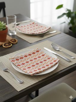 Izaafa - Multi-Color Sea Diamonds Geometric Cloth Napkins (Pack of 4) (4 Seater)