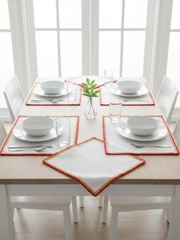 Izaafa - White Cotton Table Mats (Pack of 4) (4 Seater)