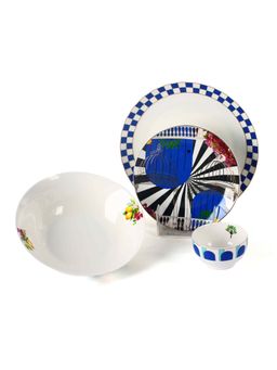 ICHKAN - Blue Amalfi Porcelain 27 Piece Dinner Set