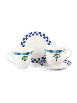 ICHKAN - White Amalfi Tea Cups and Saucers (Pack of 6)