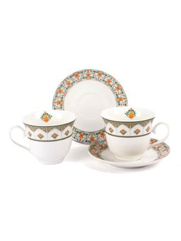 ICHKAN - White Jashn Tea Cups and Saucers (Pack of 6)