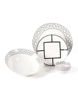 ICHKAN - White Matrix Porcelain 27 Piece Dinner Set