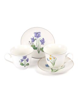 ICHKAN - White Tarang Tea Cups and Saucers (Pack of 6)