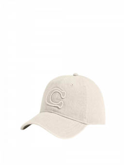 Coach - White Signature Patch Textured Baseball Hat