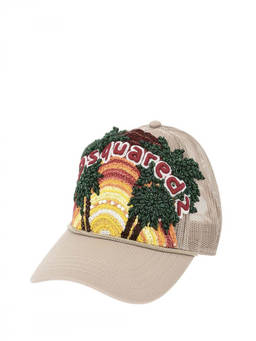 Dsquared2 - Beige Tropical Embellished Baseball Cap