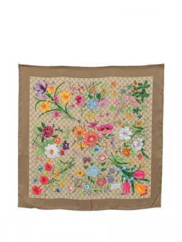 Gucci - Beige Flora Printed Scarf